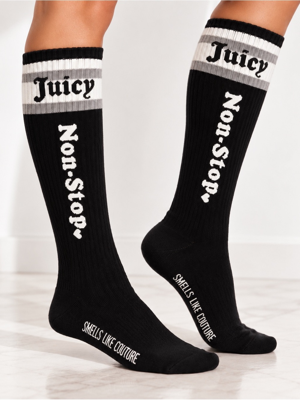 JUICY COUTURE Black Knee-High Socks 🖤 Y2K VINTAGE!!